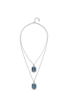 Unode50 Double-layer Silver-tone Necklace With Blue Crystals In Silver