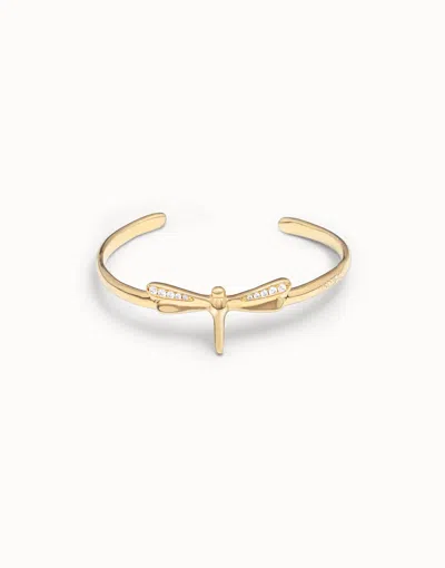 Unode50 Dragonfly Shaped Cuff Bracelet With Topaz In White