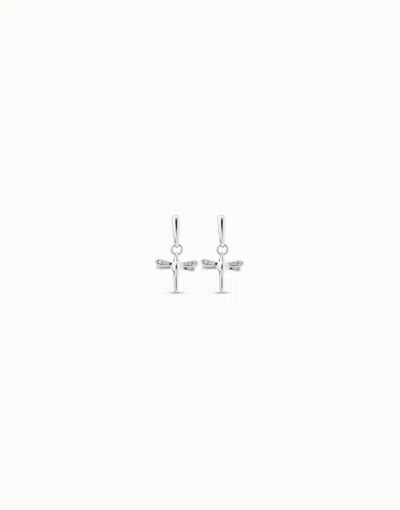Unode50 Dragonfly Shaped Earrings With Topaz In Silver