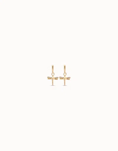 Unode50 Dragonfly Shaped Earrings With Topaz In Gold