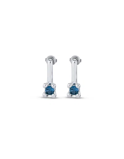 Unode50 Pendientes Medianos Bañados En Plata De Ley Con Circonita Azul In Metallic