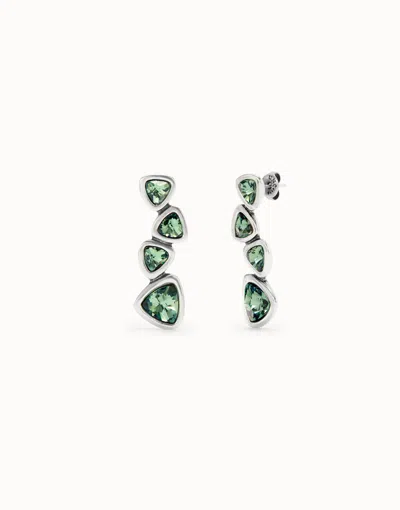 Unode50 Drop Earrings With Green Crystals