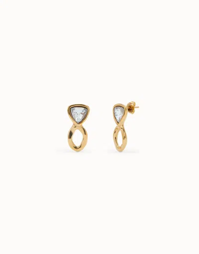 Unode50 Drop Earrings With Green Crystals In Multi