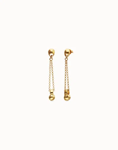 Unode50 Drop Earrings With Long Chain And Sphere In Gold