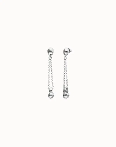 Unode50 Drop Earrings With Long Chain And Sphere In Silver