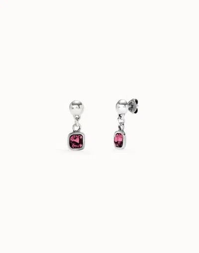 Unode50 Drop Earrings With Pink Crystal