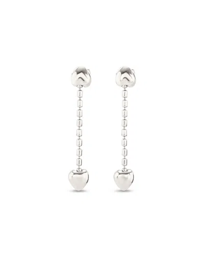 Unode50 Drop Earrings With Small Hearts In Silver