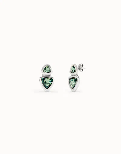 Unode50 Drop Earrings With Two Green Crystals