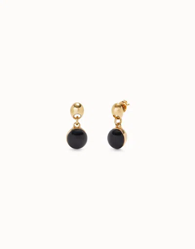 Unode50 Drop Earrings With Two Murano Glass Beads In Gold