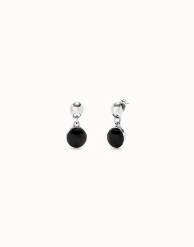 Unode50 Drop Earrings With Two Murano Glass Beads In Silver