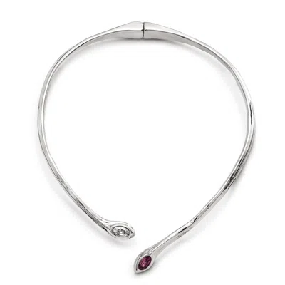 Unode50 Dual Crystal Collar Necklace In Metallic