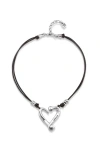 Unode50 Sterling Silver-plated Metal Alloy And Medium Heart Necklace In Metallic