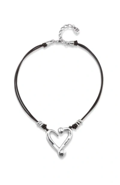 Unode50 Dual Strap Heart Pendant In Silver