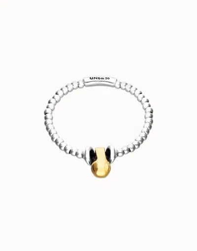 Unode50 Elastic Beaded Bracelet With Small And Large Beads In Gold