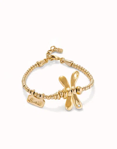 Unode50 Elastic Bracelet With 18k Gold-plated Dragonfly