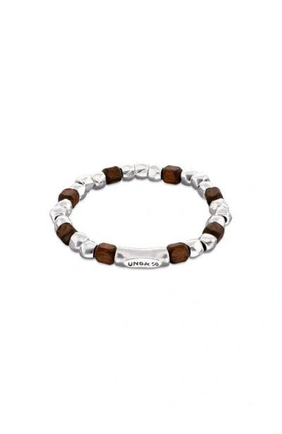 Unode50 Elastic Bracelet With Beads Plated In Brown