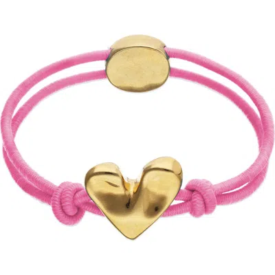 Unode50 Elastic Thread Bracelet With 18k Gold-plated Heart In Pink