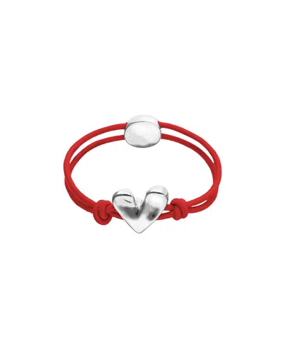 Unode50 Elastic Thread Bracelet With Sterling Silver Plated Heart In Multi