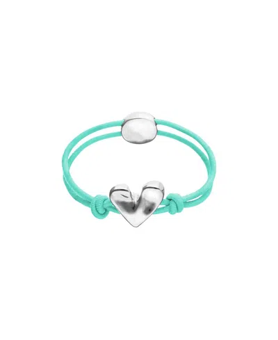 Unode50 Turquoise Elastic Thread Bracelet With Sterling Silver-plated Heart In Multi