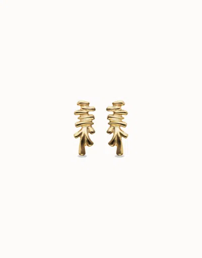 Unode50 Elongated Earrings With An Irregular Shape In Gold