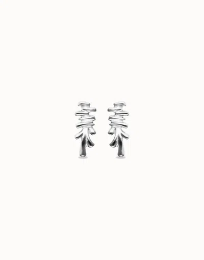 Unode50 Elongated Earrings With An Irregular Shape In Silver