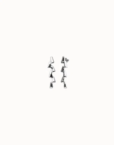 Unode50 Elongated Zigzag Earrings In Silver