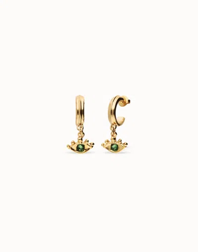Unode50 Eye-shaped Drop Earrings With Green Crystal