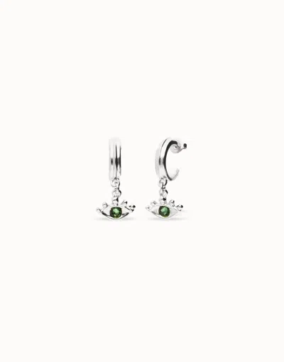 Unode50 Eye-shaped Drop Earrings With Verde Crystal In Green