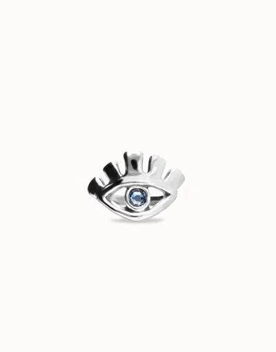Unode50 Eye-shaped Ring With Faceted Blue Crystal