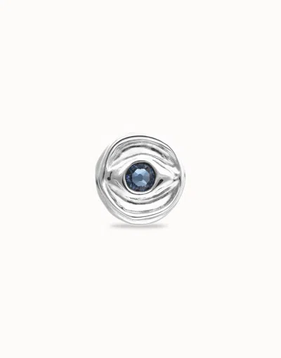 Unode50 Eye-shaped Ring With Faceted Blue Crystal