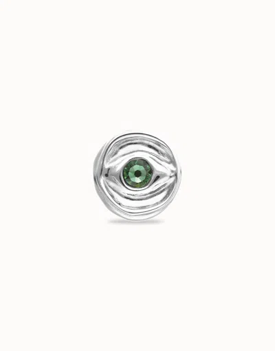 Unode50 Eye-shaped Signet Ring With Faceted Green Crystal