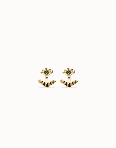 Unode50 Eye-shaped Stud Earrings With Verde Crystal In Green
