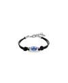 Unode50 Sterling Silver-plated Leather Bracelet With Light Blue Crystal In Silver