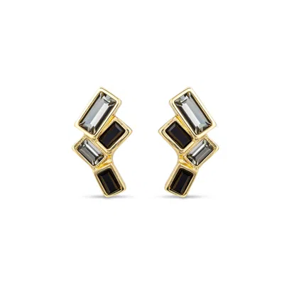 Unode50 Faceted Quartet Crystal Earrings In Gold