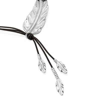 Unode50 Feather Charm Leather Necklace In Brown