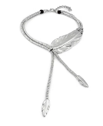 Unode50 Feather Drop Necklace In Silver