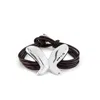 Unode50 Five Leather Straps Bracelet With Sterling Silver Metal Alloy Butterfly And Button Clasp In Black