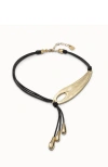 Unode50 18k Gold And Silver Short Adjustable Latigo Necklaces In Black