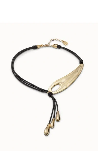Unode50 18k Gold And Silver Short Adjustable Latigo Necklaces