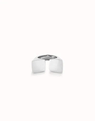 Unode50 Geometric Ring With Large Square Shape In Silver