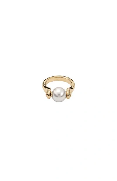 Unode50 Gold Pearl Accent Ring