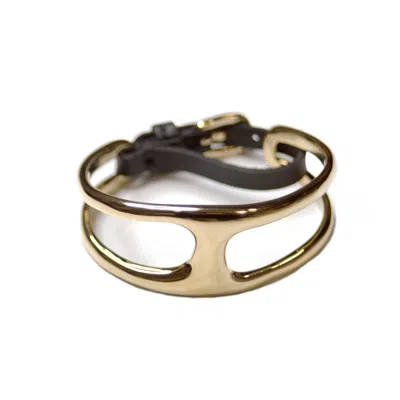 Unode50 Gold Stirrup Leather Bracelet In Metallic