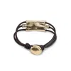Unode50 Golden Leather Trio Bracelet In Black