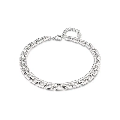 Unode50 Golden Short Squared Link Necklace In Metallic
