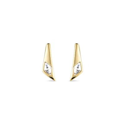 Unode50 Gray Crystal Folded Dazzle Earrings In Gold