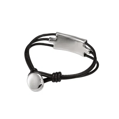 Unode50 Gray Stone Triple-strand Bracelet In Black