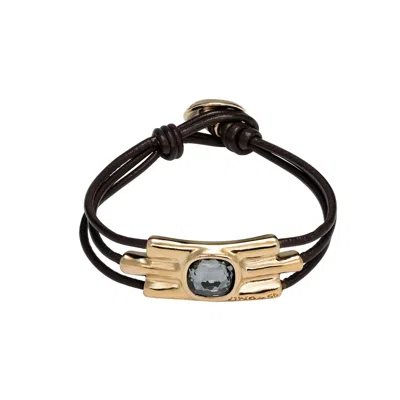 Unode50 Gray Stone Triple-strand Bracelet In Black