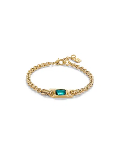 Unode50 Green Crystal Chain Bracelet In Gold