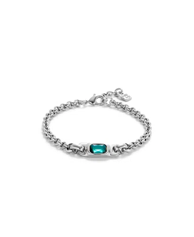 Unode50 Green Crystal Chain Bracelet In Silver