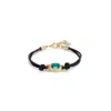 Unode50 Green Crystal Leather Bracelet In Gold